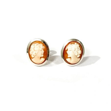 hand carved italian cameo lobe earrings 