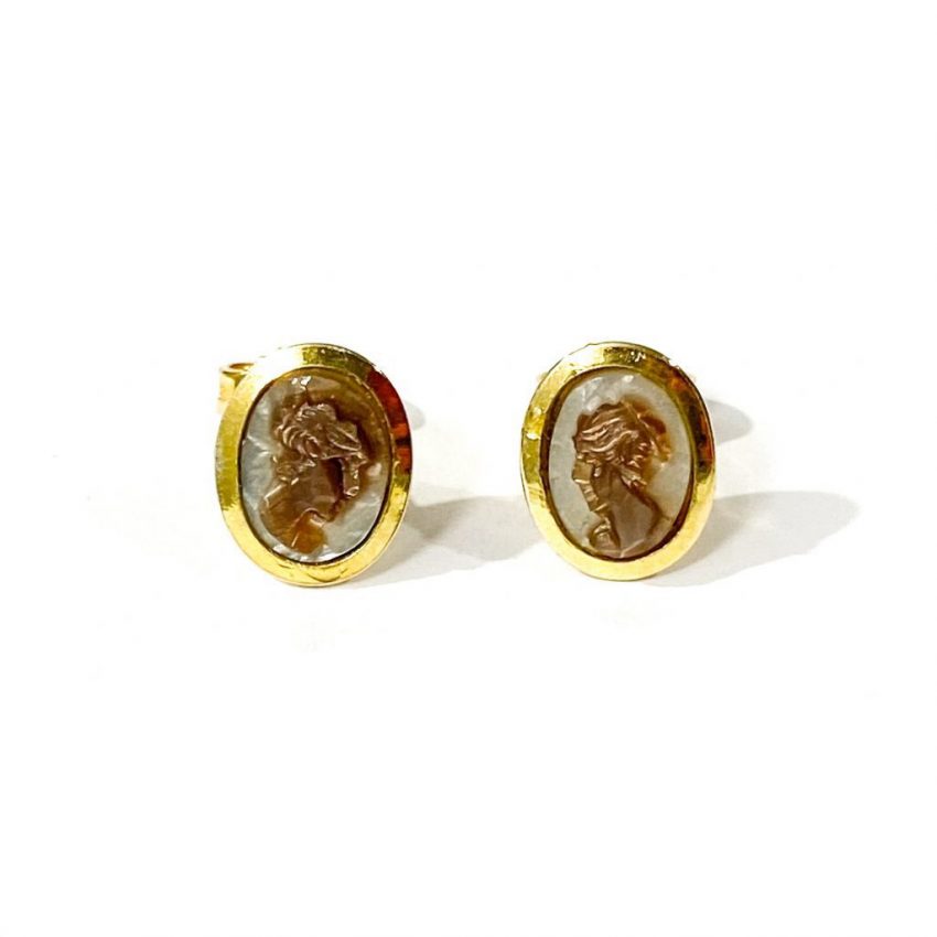 classic mother of pearl cameo stud earrings