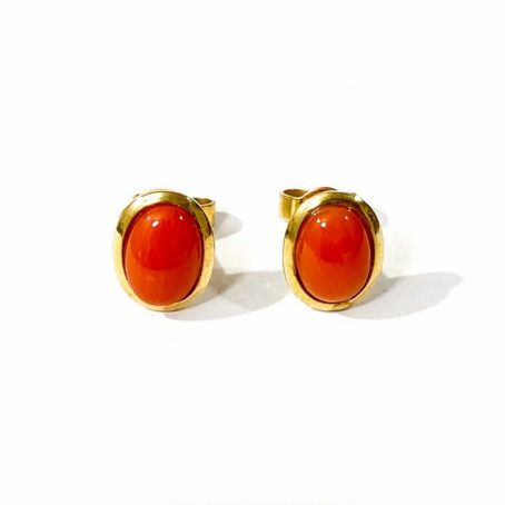 classic red coral stud earrings