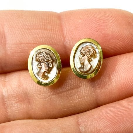  hand carved mother of pearl italian cameo earrings