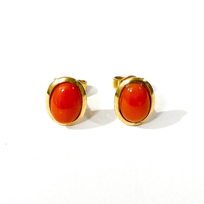 gilded silver and red coral earrings