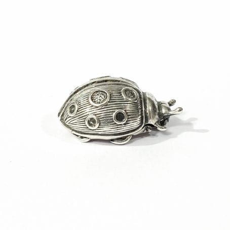 ladybug shape solid silver vintage pill box