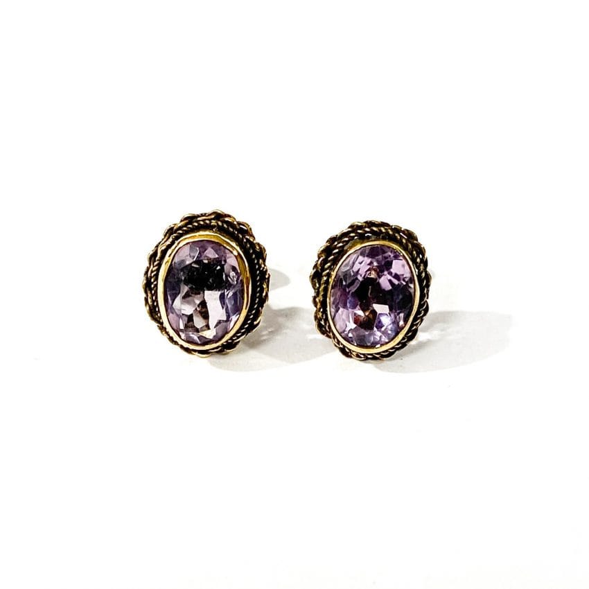 gilded silver earrings with amethyst