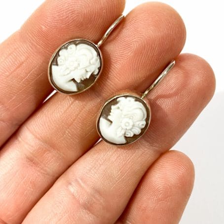 vintage hand carved italian cameo earrings