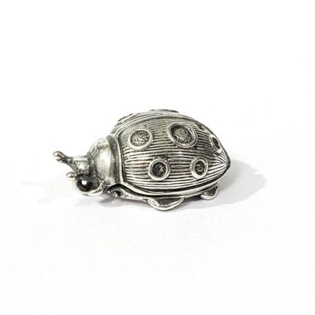 solid silver ladybug shape pill box, hallmarked 