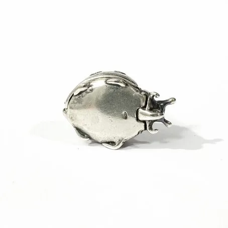 silver hallmark vintage pill box in the shape of a ladybug