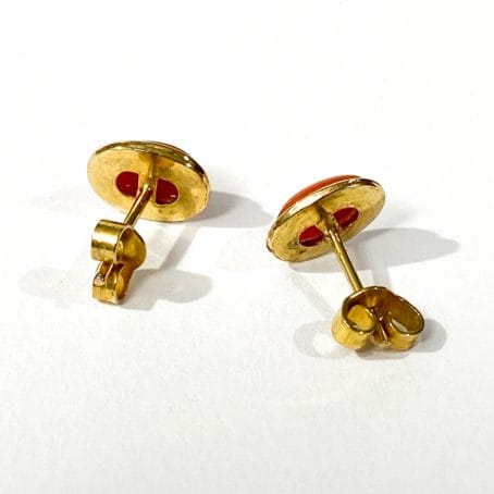 retro earrings in gilded silver and red coral
