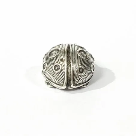 silver pill holder back in the shape of a ladybird