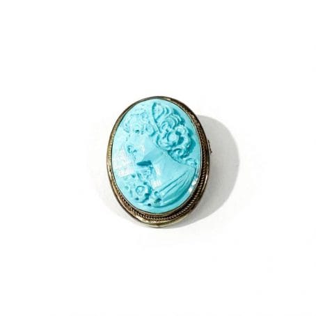 turquoise paste cameo brooch-pendant