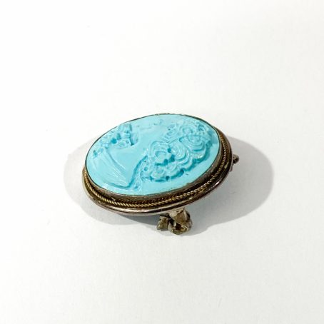 turquoise paste cameo brooch