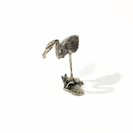 detail solid silver flamingo miniature