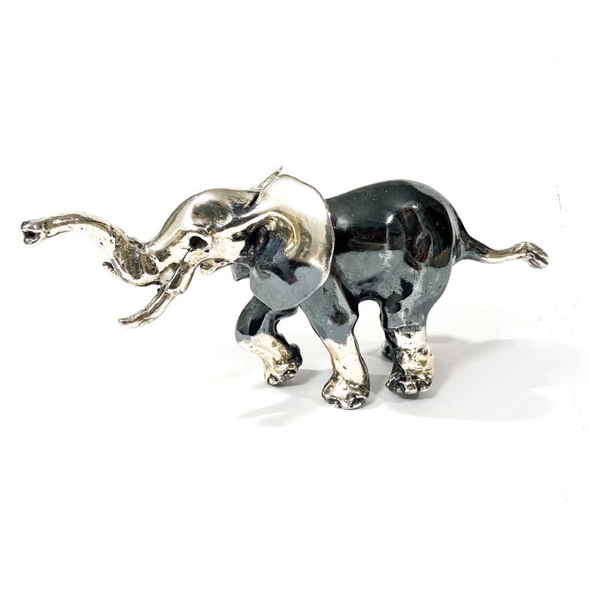 italian two-tone solid silver elephant miniature, figurine hallmarked