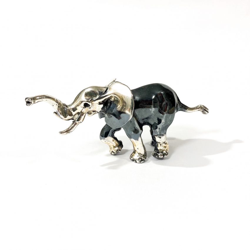 miniatura elefante in argento bicolore