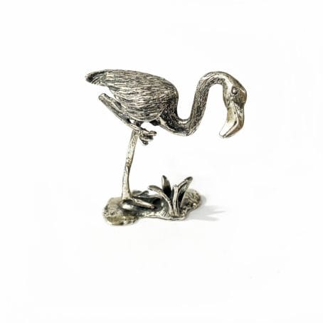 vintage silver flamingo miniature