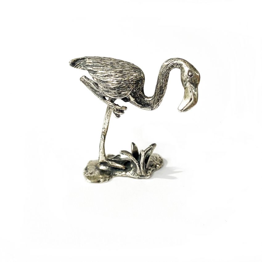 miniatura fenicottero in argento vintage