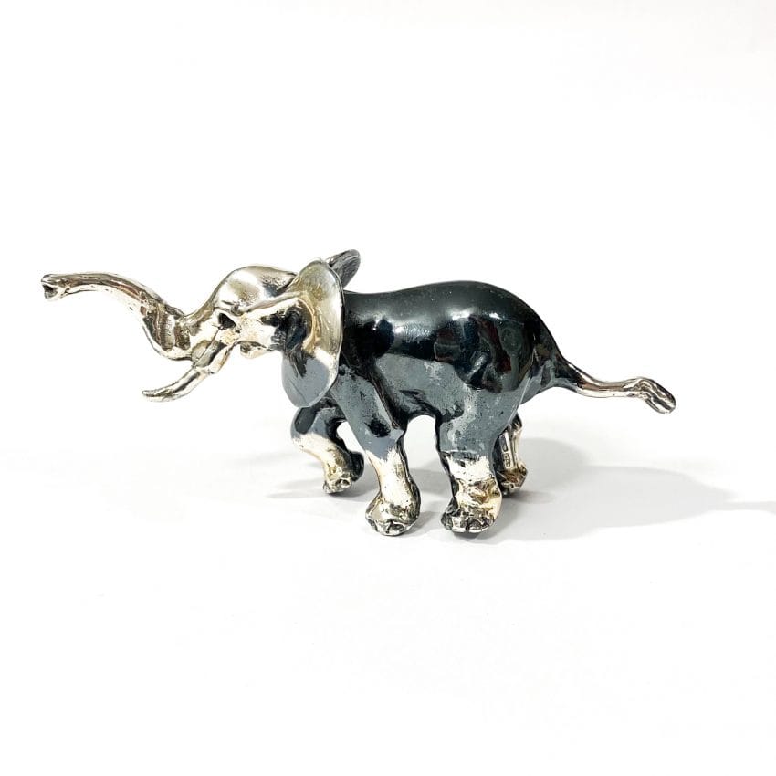 vintage elephant miniature in two-tone silver