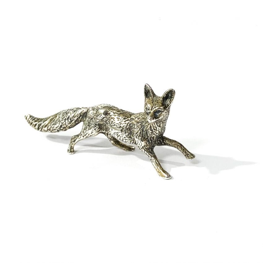 Italian solid silver  fox miniature,figurine hallmarked  