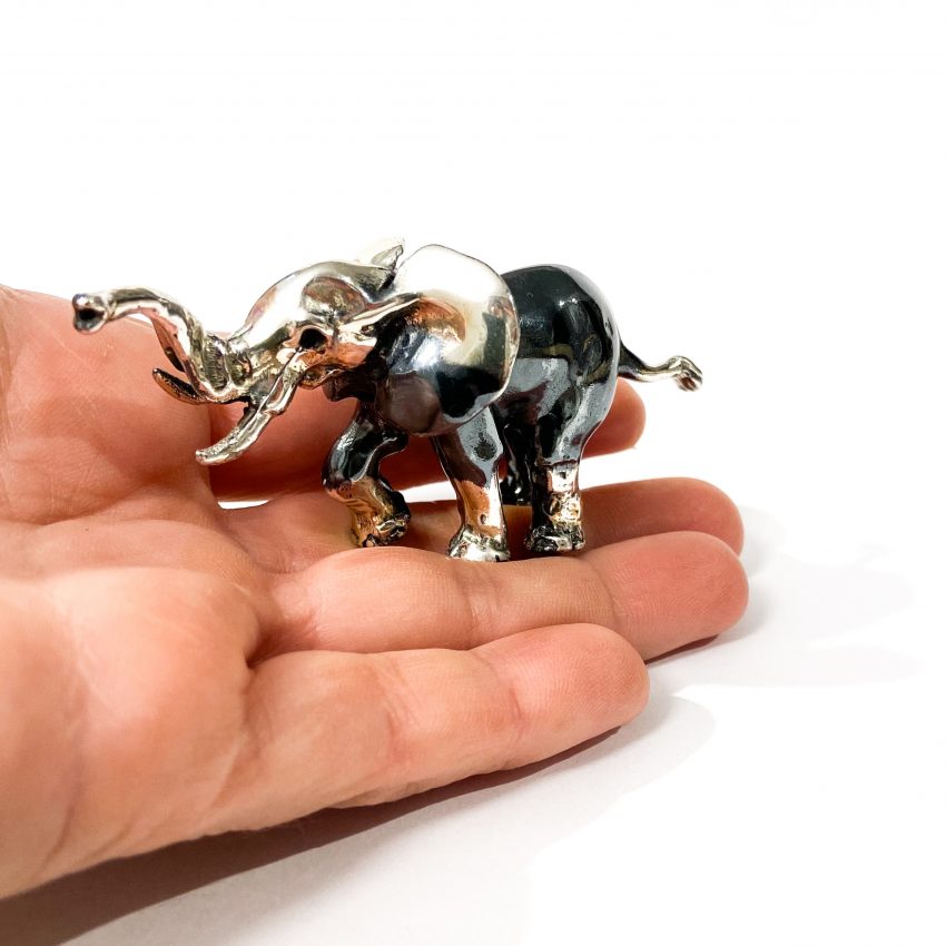two-tone solid silver elephant miniature