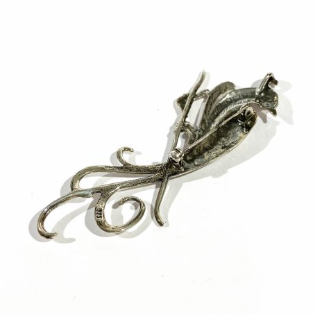 detail phoenix shape silver pendant brooch