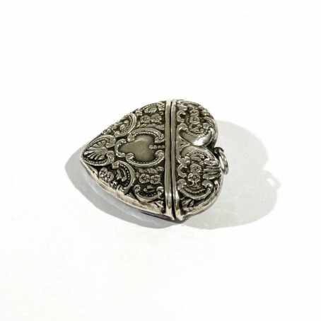 heart shape silver pill box pendant, hallmarked