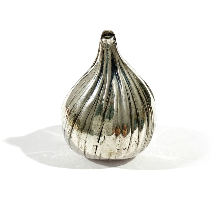 italian solid silver fig shape pill box, hallmarked