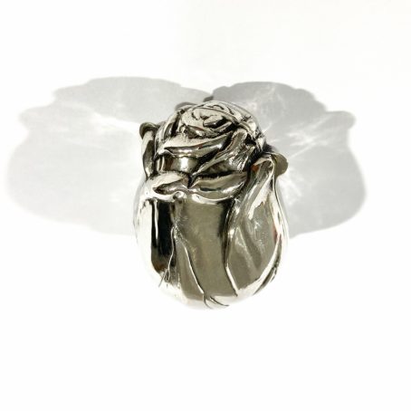italian solid silver rose shape pill box, hallmarked