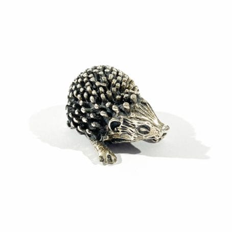 italian solid siver edgehog miniature, hallmarked figurine