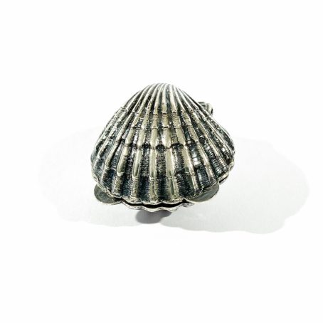 italian vintage solid silver shell shape pillbox