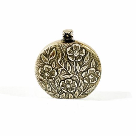 italian solid silver snuff bottle with floral decorations