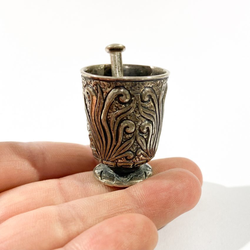 vintage italian solid silver mortar miniature