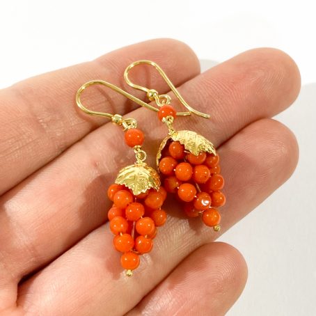 vintage Red coral dangle earrings