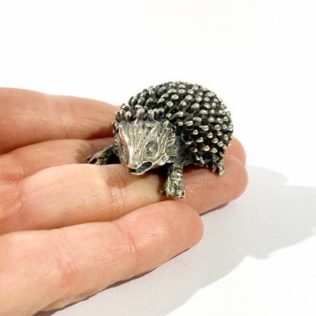 vintage solid siver edgehog miniature, hallmarked figurine