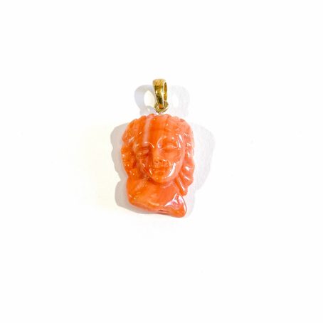 cherry coral face pendant