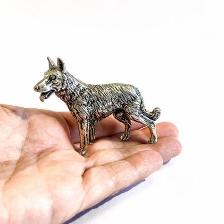 miniatura cane lupo in argento italiana - immagine 2