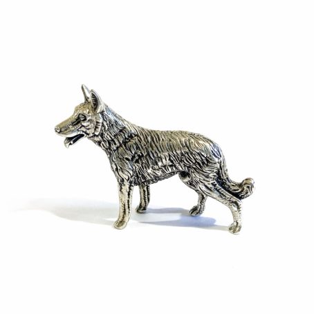 miniatura cane lupo in argento italiana