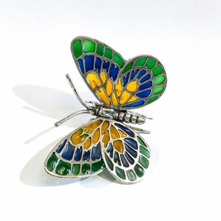 miniatura farfalla in argento e smalti italiana - immagine 7