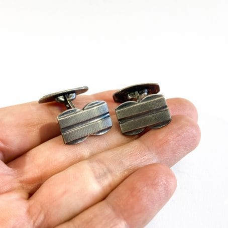 silver art deco men's shirt cufflinks