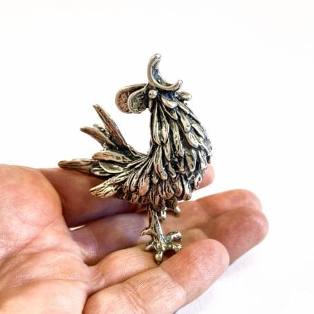 miniatura gallo in argento italiana