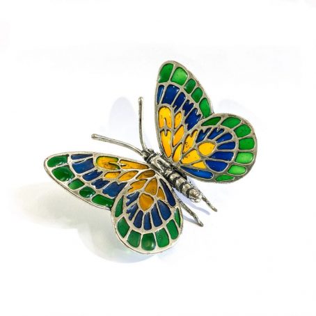 miniatura farfalla in argento e smalti italiana