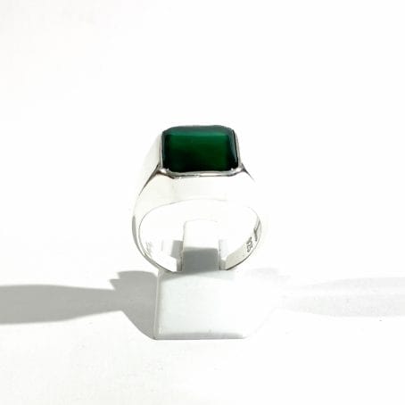 anello chevalier da uomo argento con agata verde