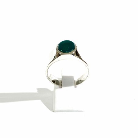 silver men's chevalier ring with green agate