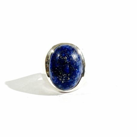 silver men's chevalier ring with lapis lazuli