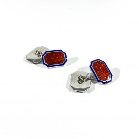 gemelli camicia classici in argento e smalto - immagine 4