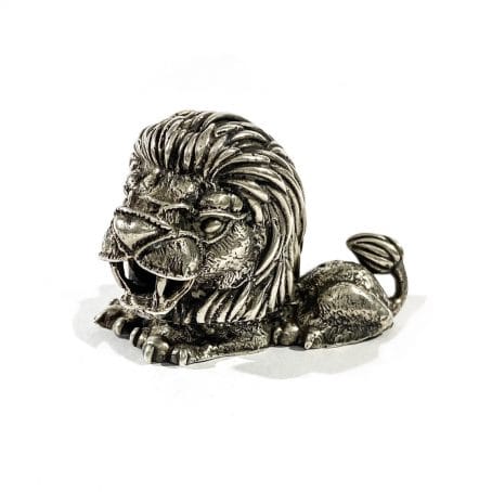 solid silver lion shape pill box, hallmarked 