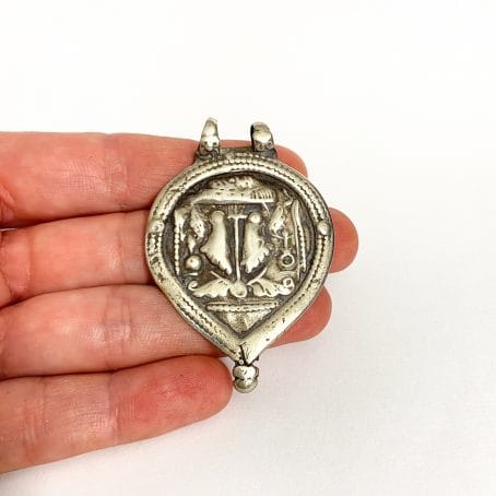 antique ethnic solid silver pendant