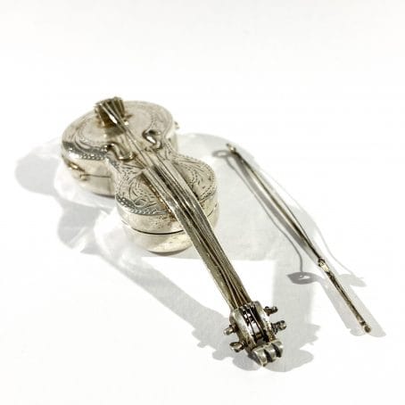 porta pillole in argento a forma di violino - immagine 7