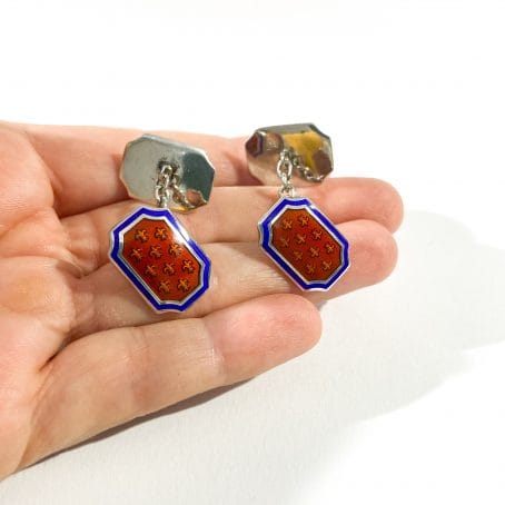 Silver and enamel men's shirt cufflinks