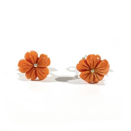 natural coral flower shape stud earrings