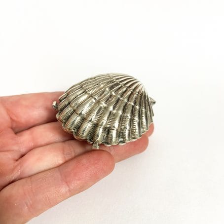 ols solid silver shell shape pillbox