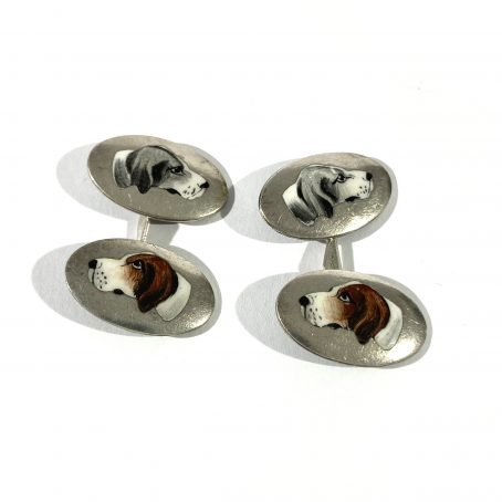 Antique cufflinks with enamelled dogs